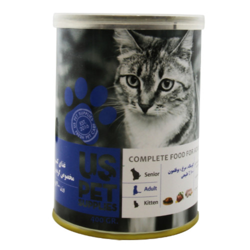 کنسرو گربه یو اس پت گوساله مرغ بوقلمون 400 گرم