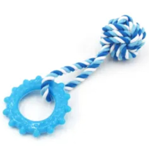 دندانی سگ توپ بافت دسته دار و دندانی لاتکسی 8 طرح رندوم