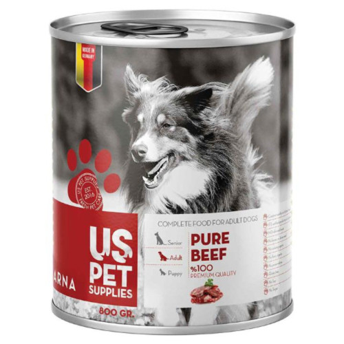 کنسرو سگ یو اس پت طعم گوشت خالص 800 گرم